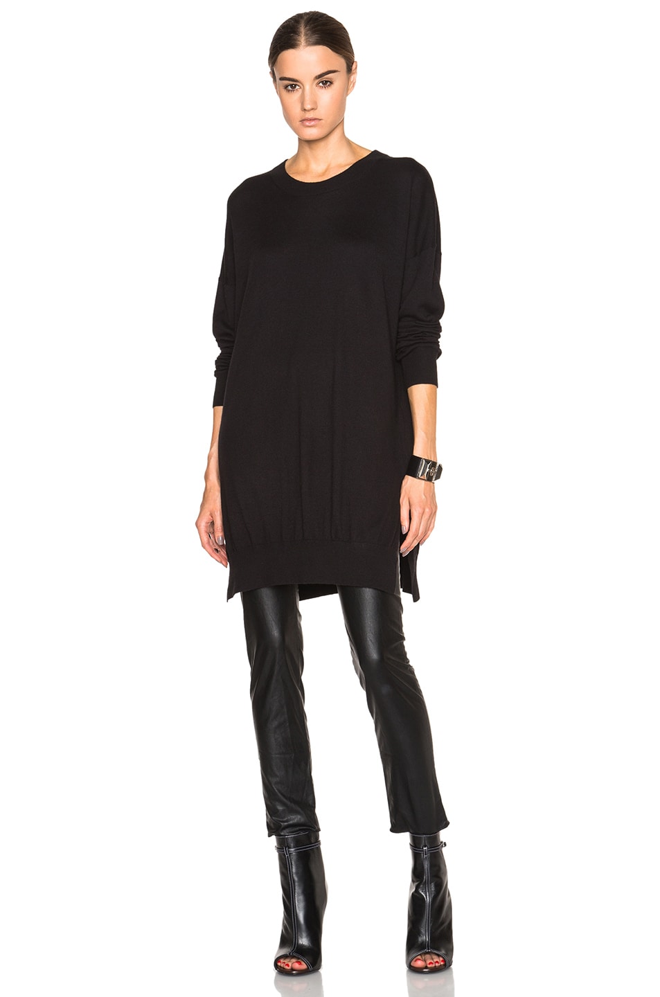 Raquel Allegra Oversize Tunic sweater in Black | FWRD