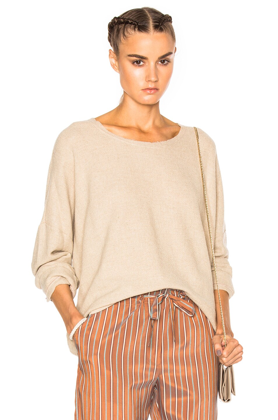 Image 1 of Raquel Allegra Big Sleeve Crop Sweater in Desert