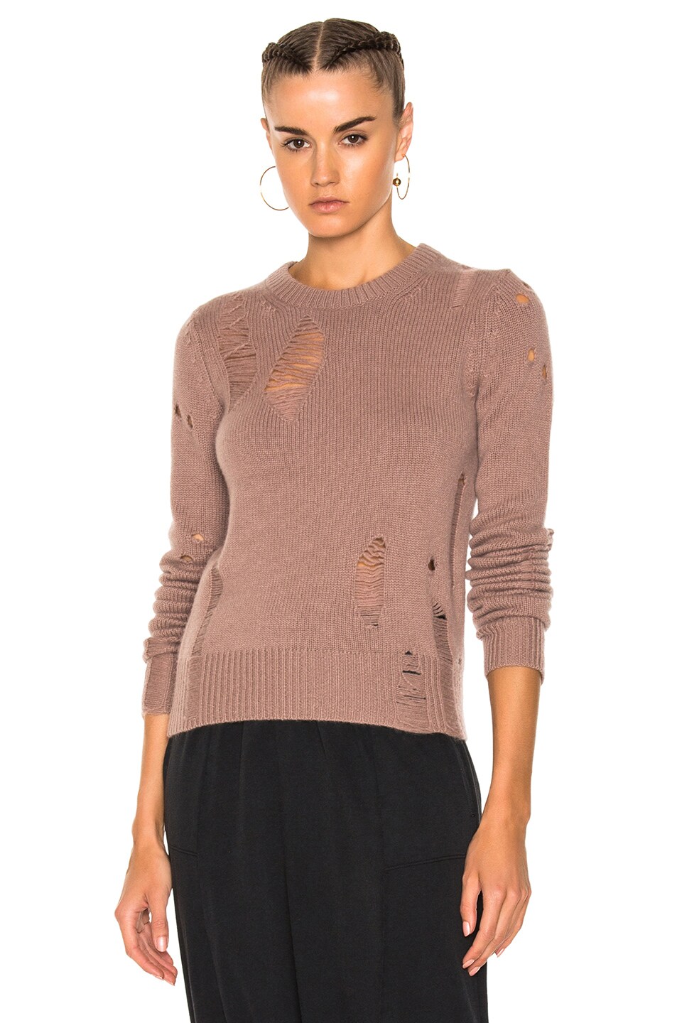 Image 1 of Raquel Allegra Fitted Crewneck Sweater in Vintage Rose