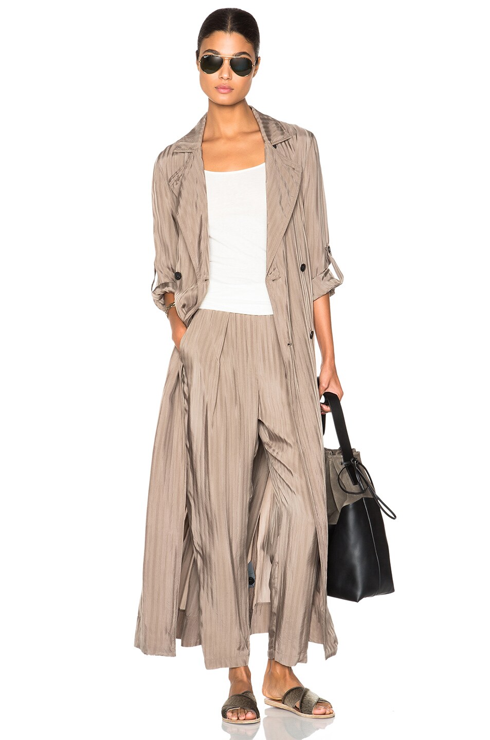 Image 1 of Raquel Allegra Maxi Trench in Taupe