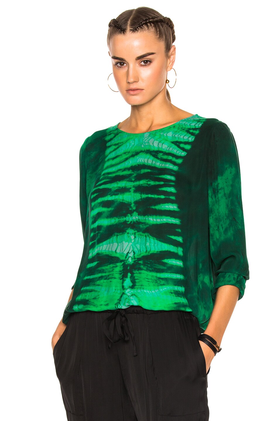 Image 1 of Raquel Allegra Sweatshirt in Emerald Tie Dye