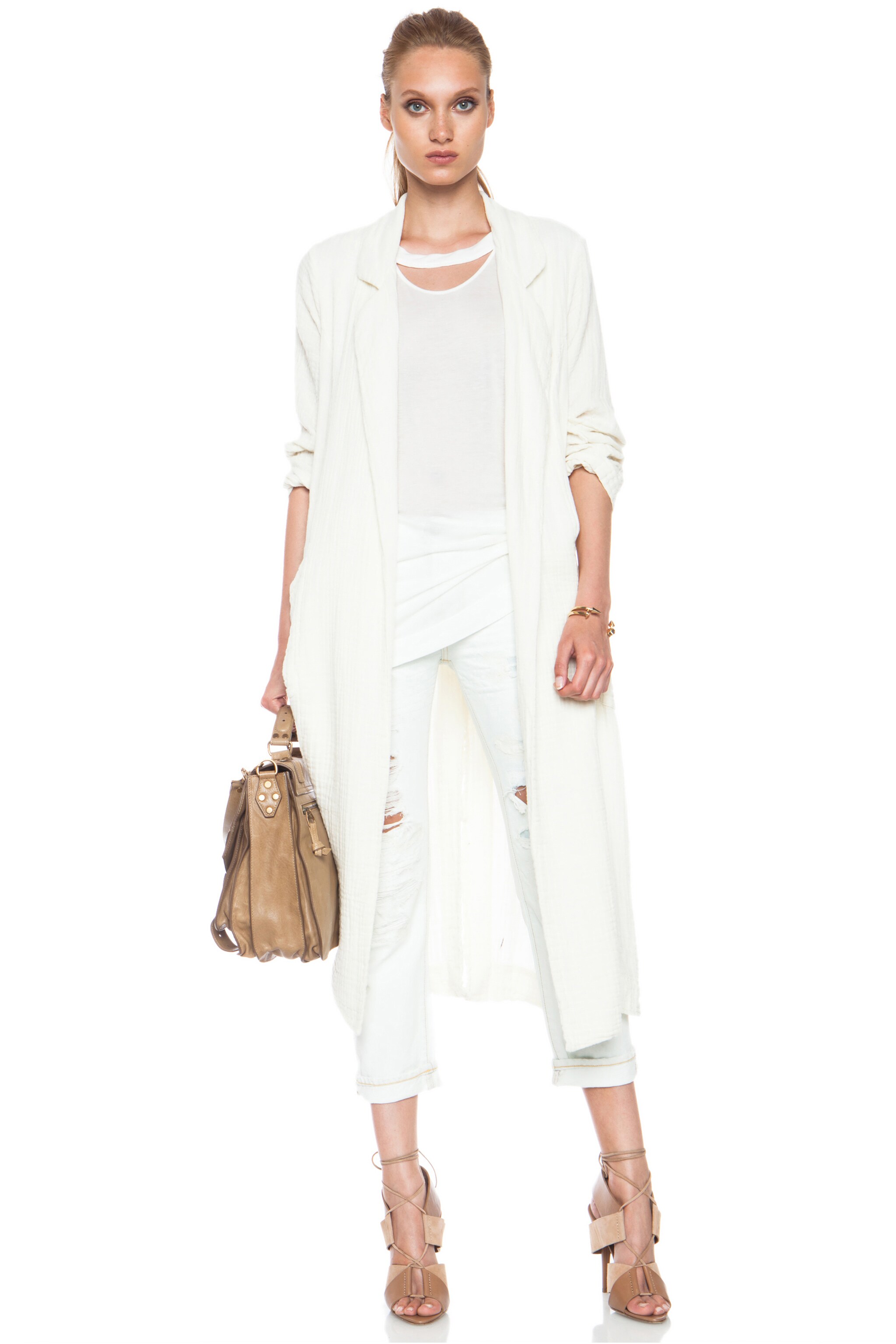 Image 1 of Raquel Allegra Cotton Trench in Ivory