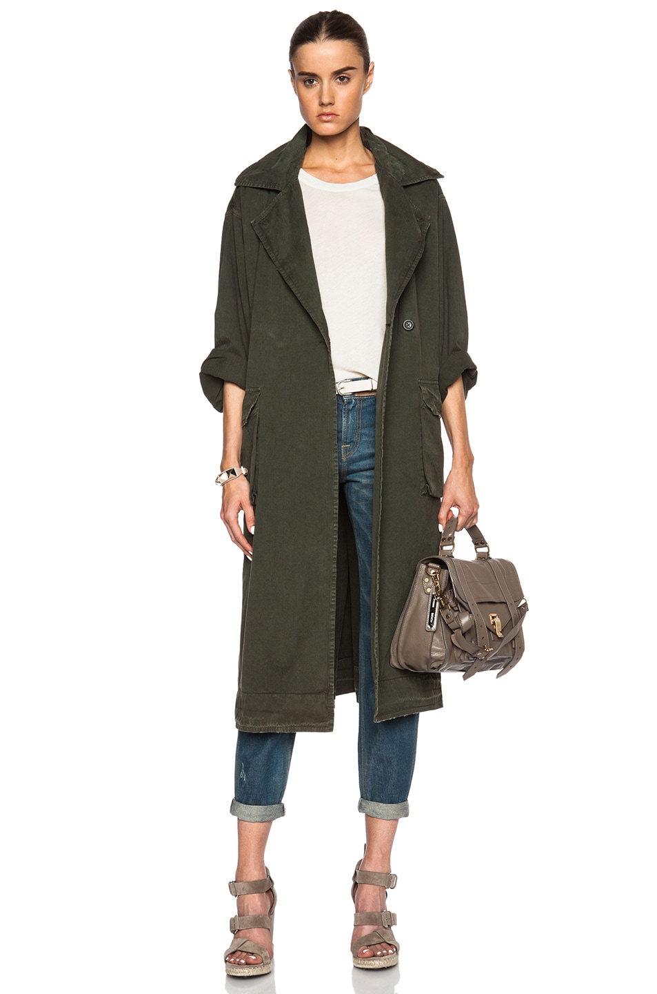 Image 1 of Raquel Allegra Military Trench Coat in Army