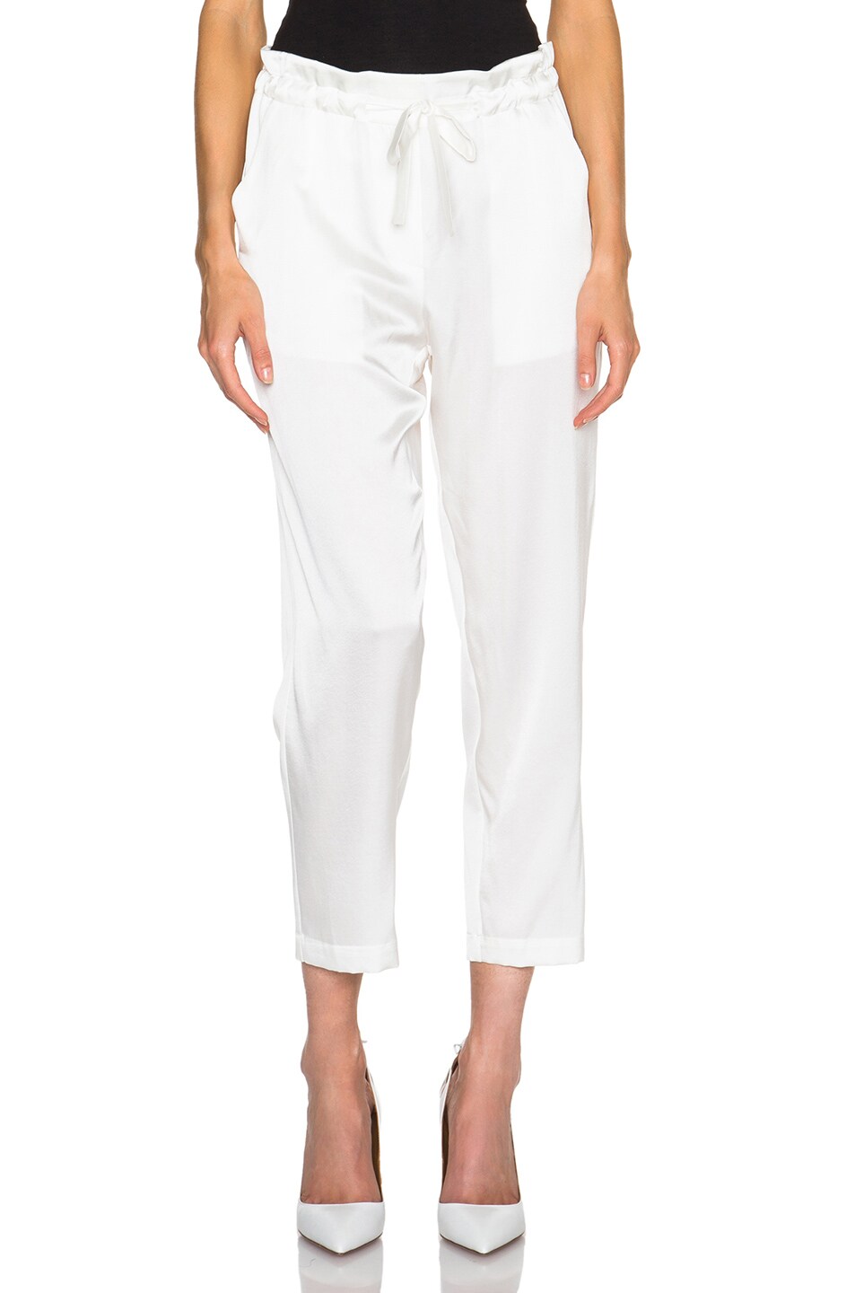 Image 1 of Raquel Allegra Silk Slouchy Pants in White