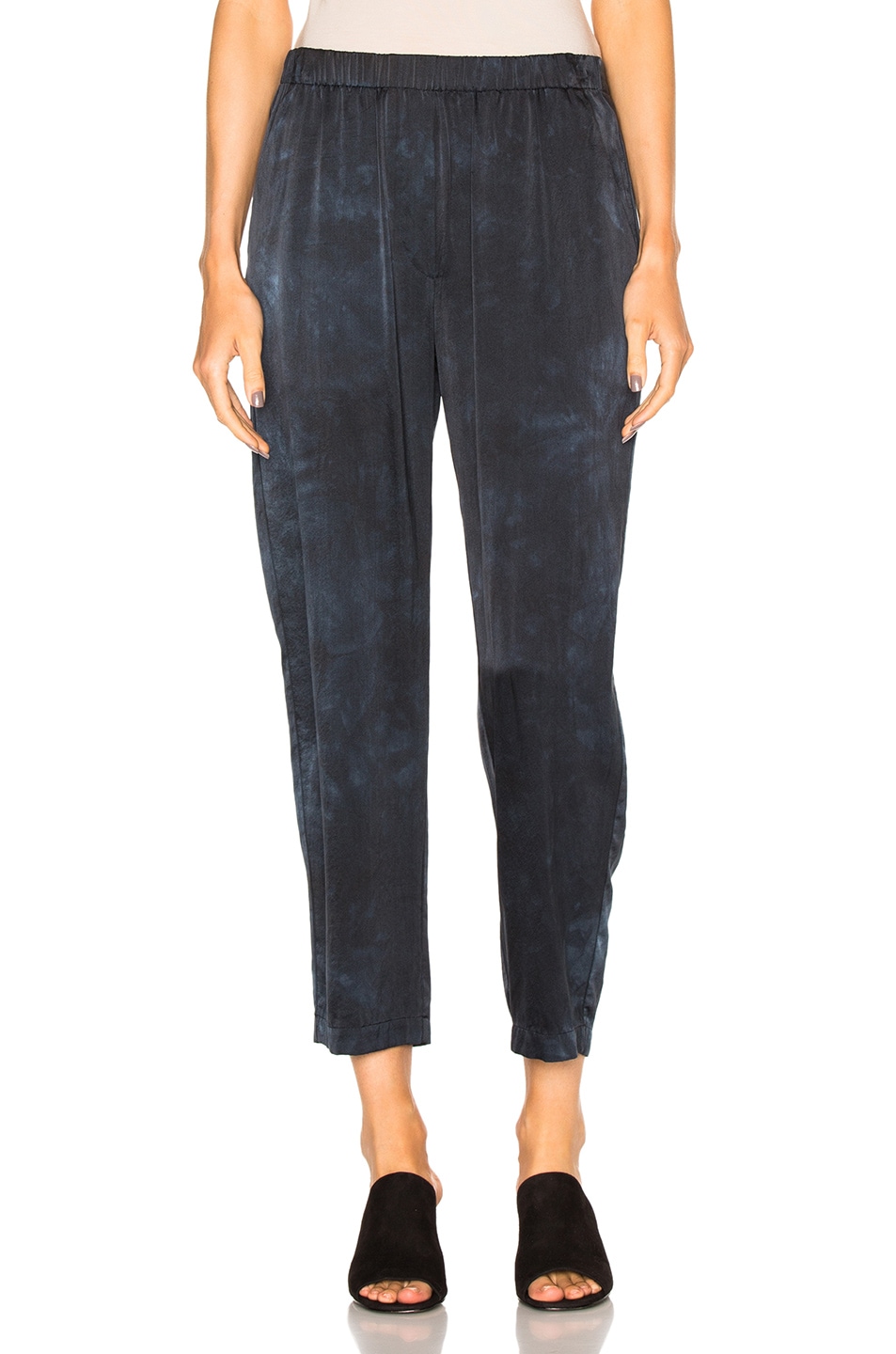 Image 1 of Raquel Allegra Relaxed Silk Pants in Slate Blue