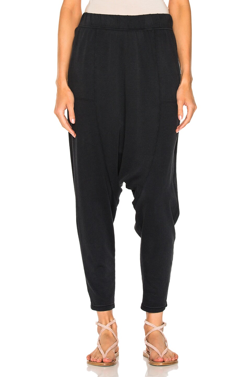 Image 1 of Raquel Allegra Cropped Slouchy Pant in Black