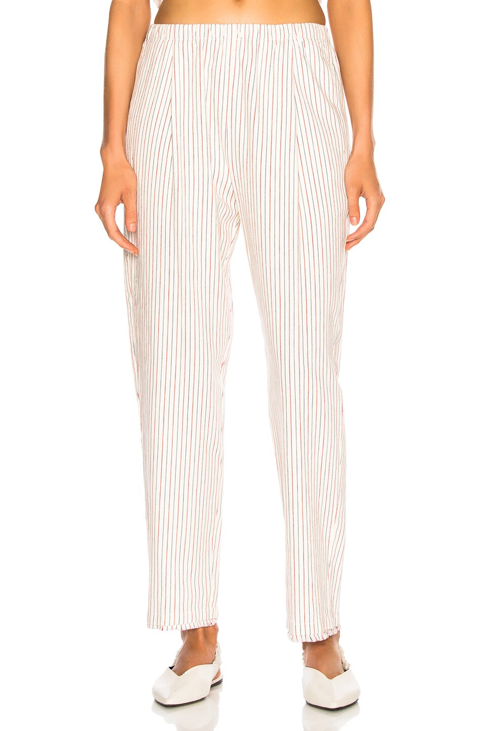 Image 1 of Raquel Allegra High Waisted Easy Pant in Natural Stripe
