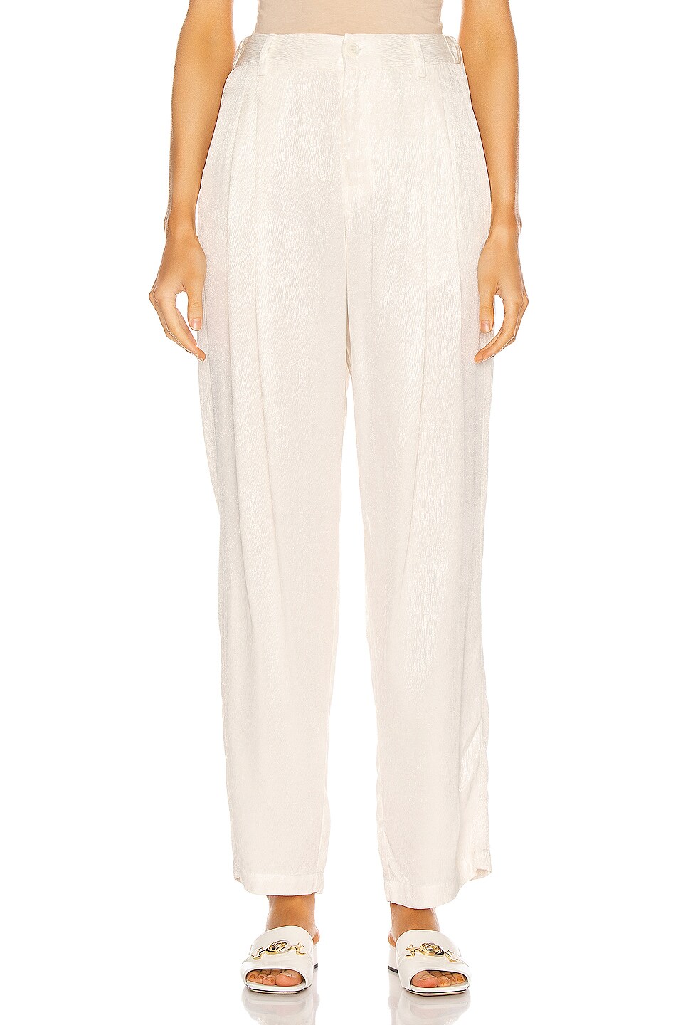 Image 1 of Raquel Allegra Pleated Pant in Dirty White