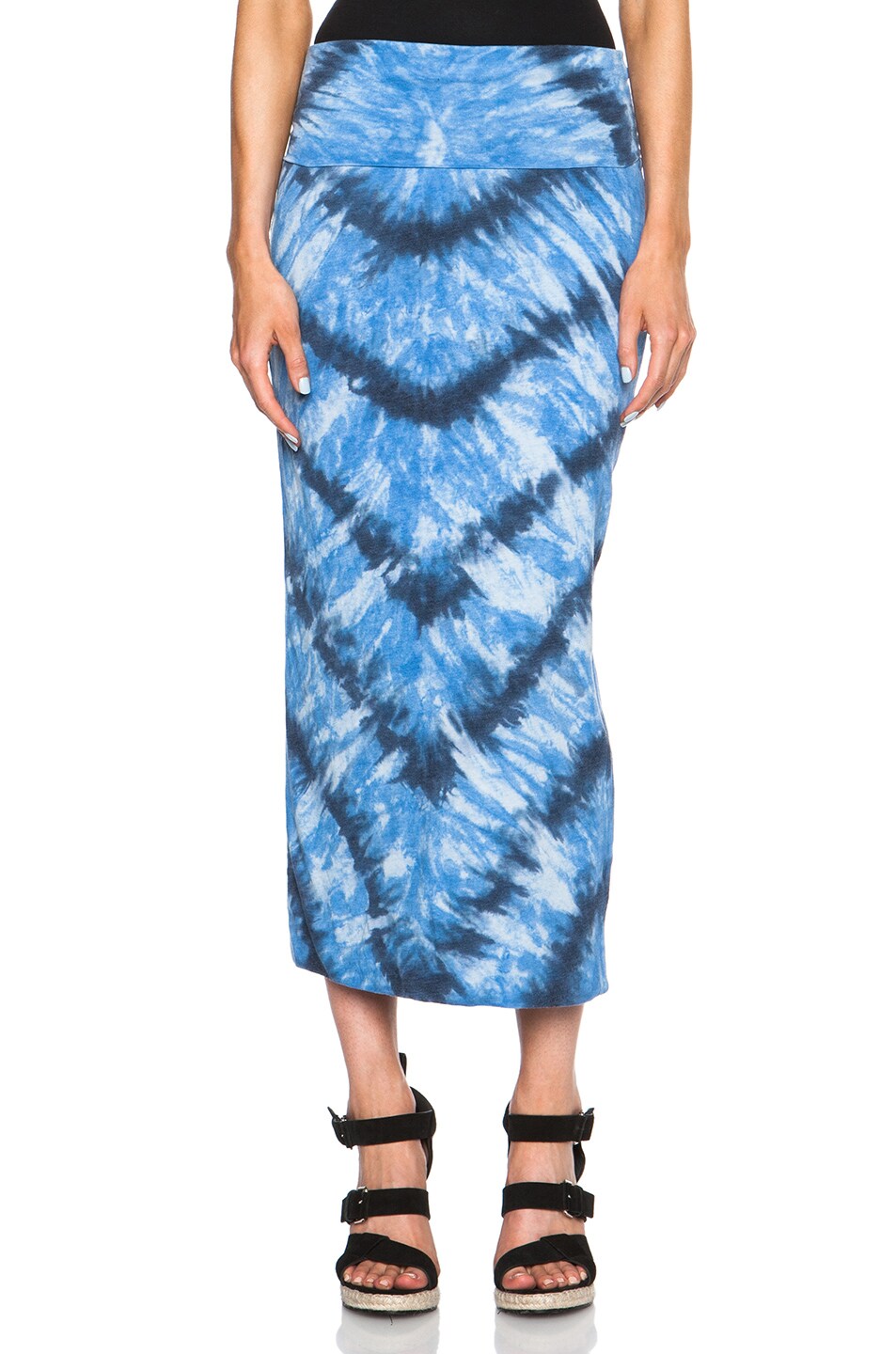 Image 1 of Raquel Allegra Double Layer Maxi Skirt in Blue Tie Dye