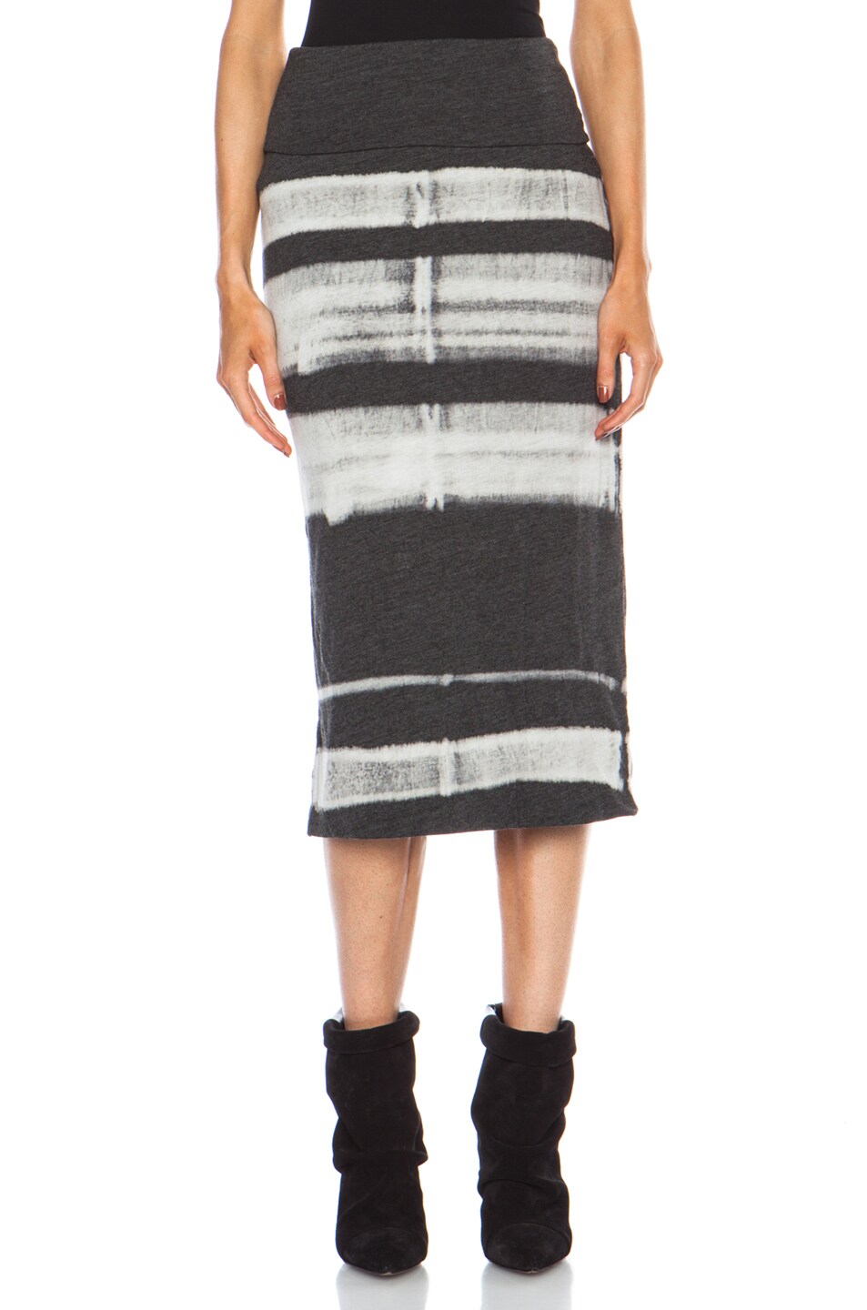 Image 1 of Raquel Allegra Double Layer Cotton-Blend Skirt in Black Watercolor