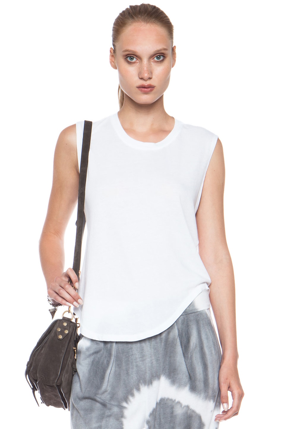 Image 1 of Raquel Allegra Muscle Cotton-Blend Tee in White
