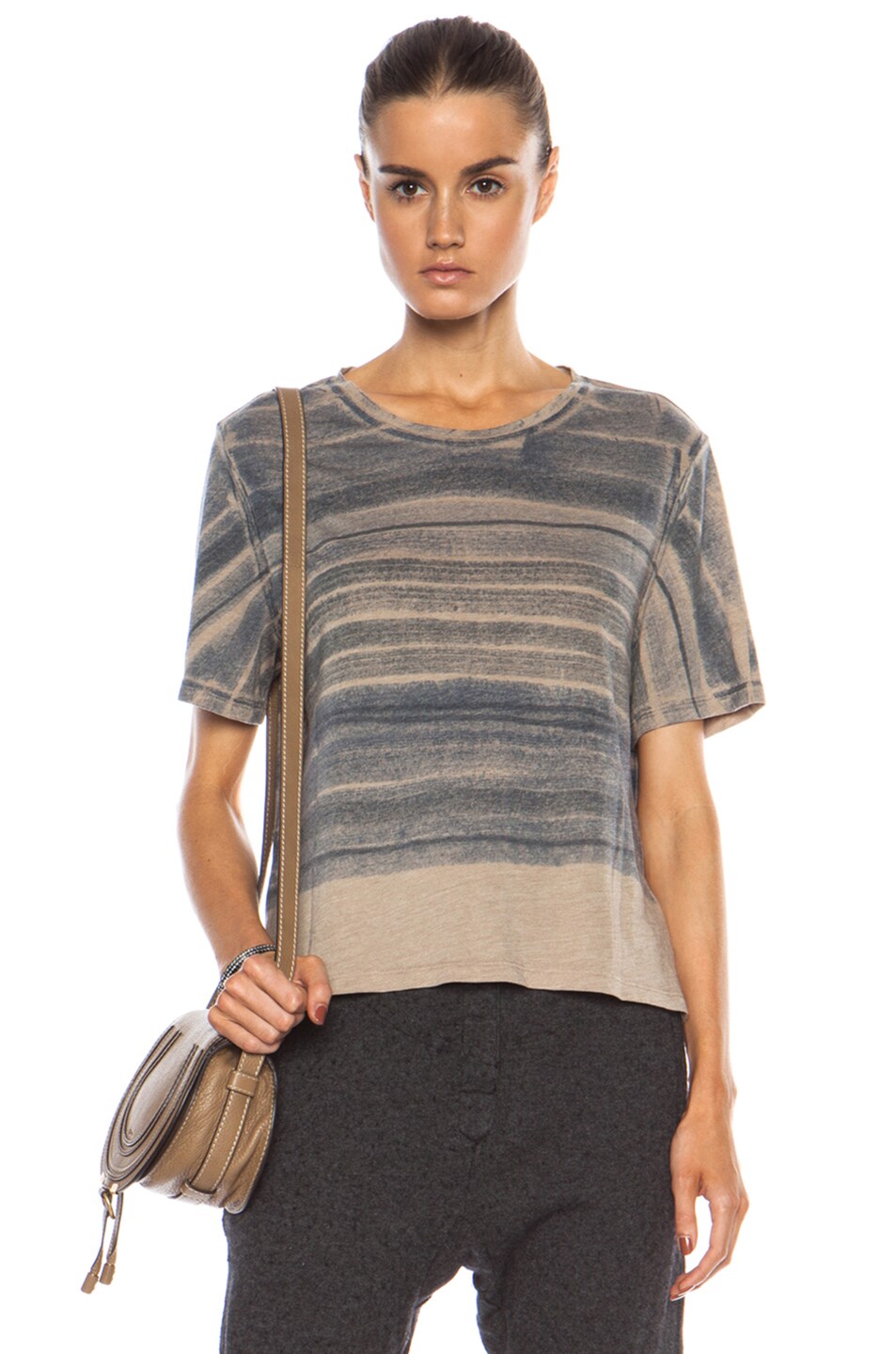 Image 1 of Raquel Allegra Boxy Cotton-Blend Tee in Blue Watercolor