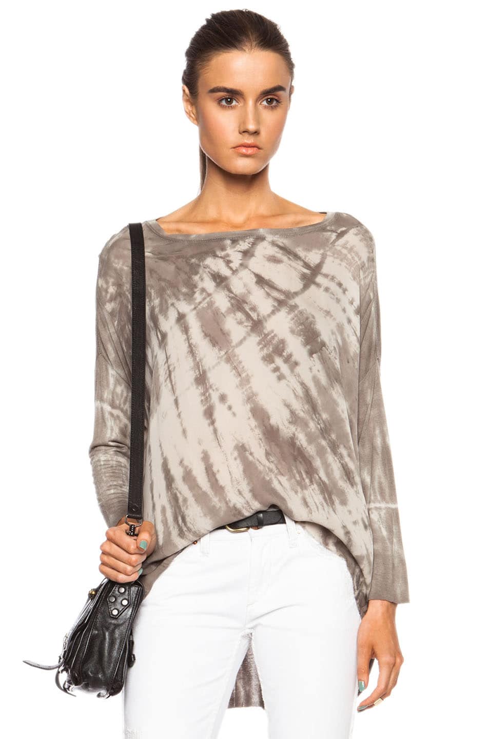 Image 1 of Raquel Allegra Butterfly Cocoon Silk Top in Taupe