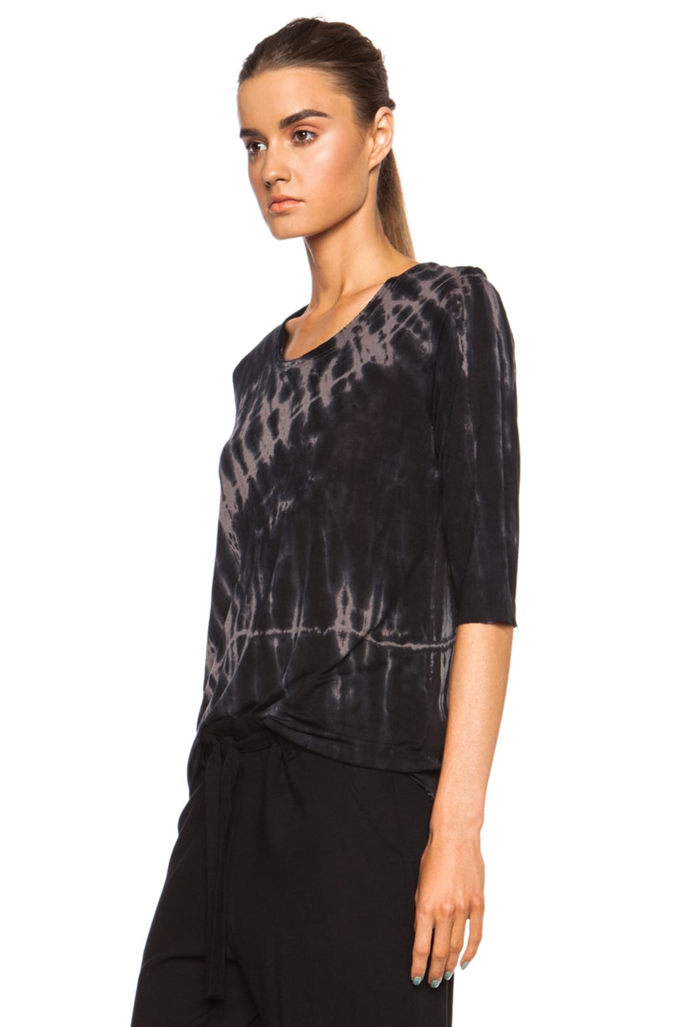 Raquel Allegra Boxy Silk Tee in Black | FWRD