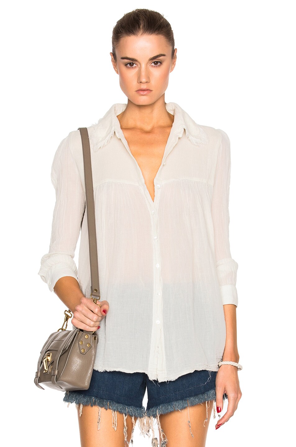 Image 1 of Raquel Allegra Baby Button Up Top in Dirty White