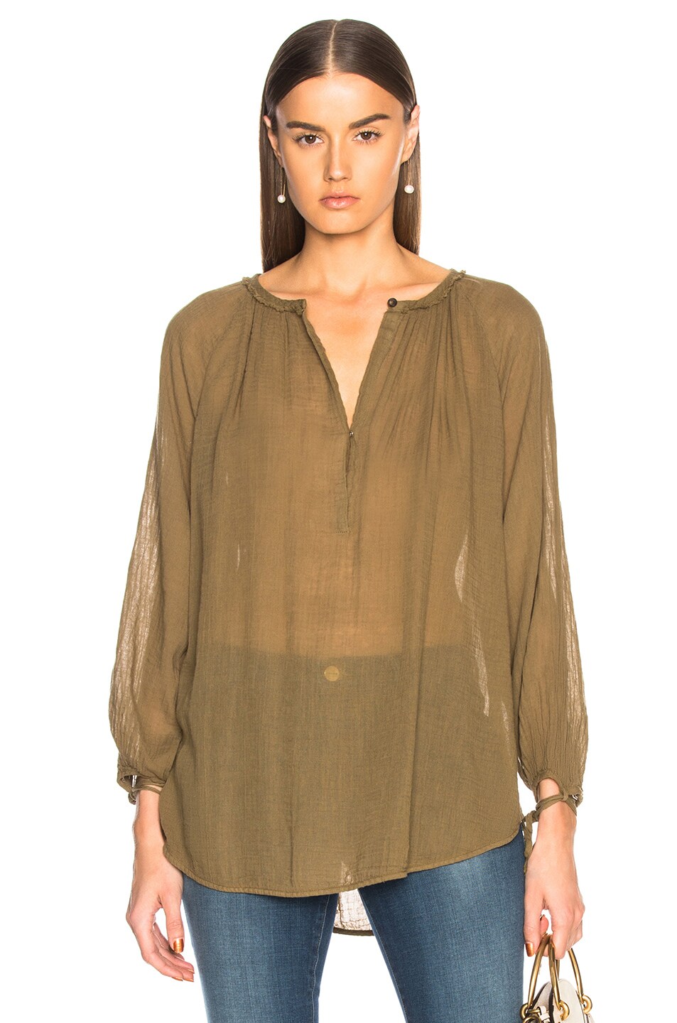 Image 1 of Raquel Allegra Little Peasant Top in Army
