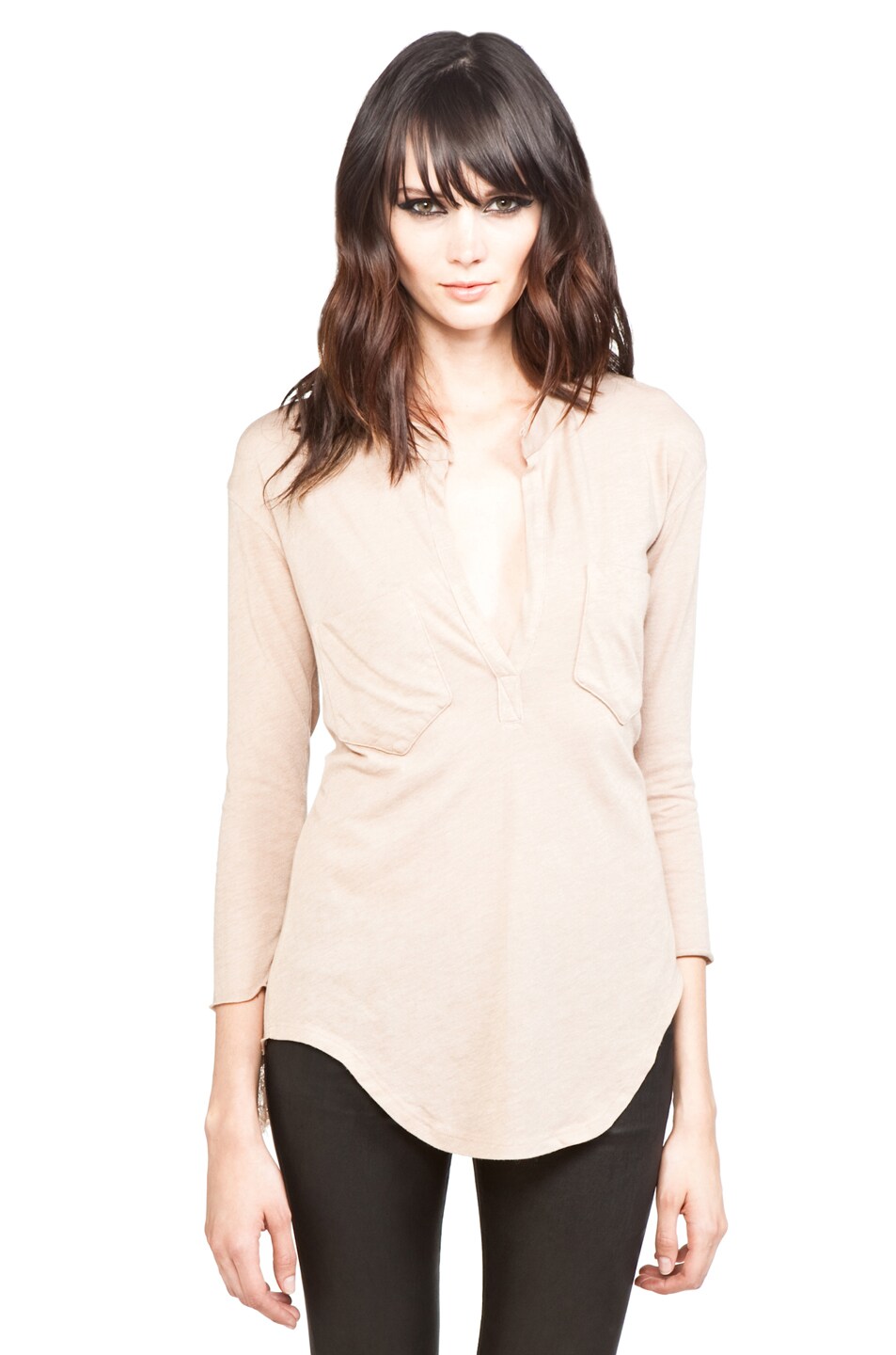 Image 1 of Raquel Allegra Patch Pocket Shirt in Nude