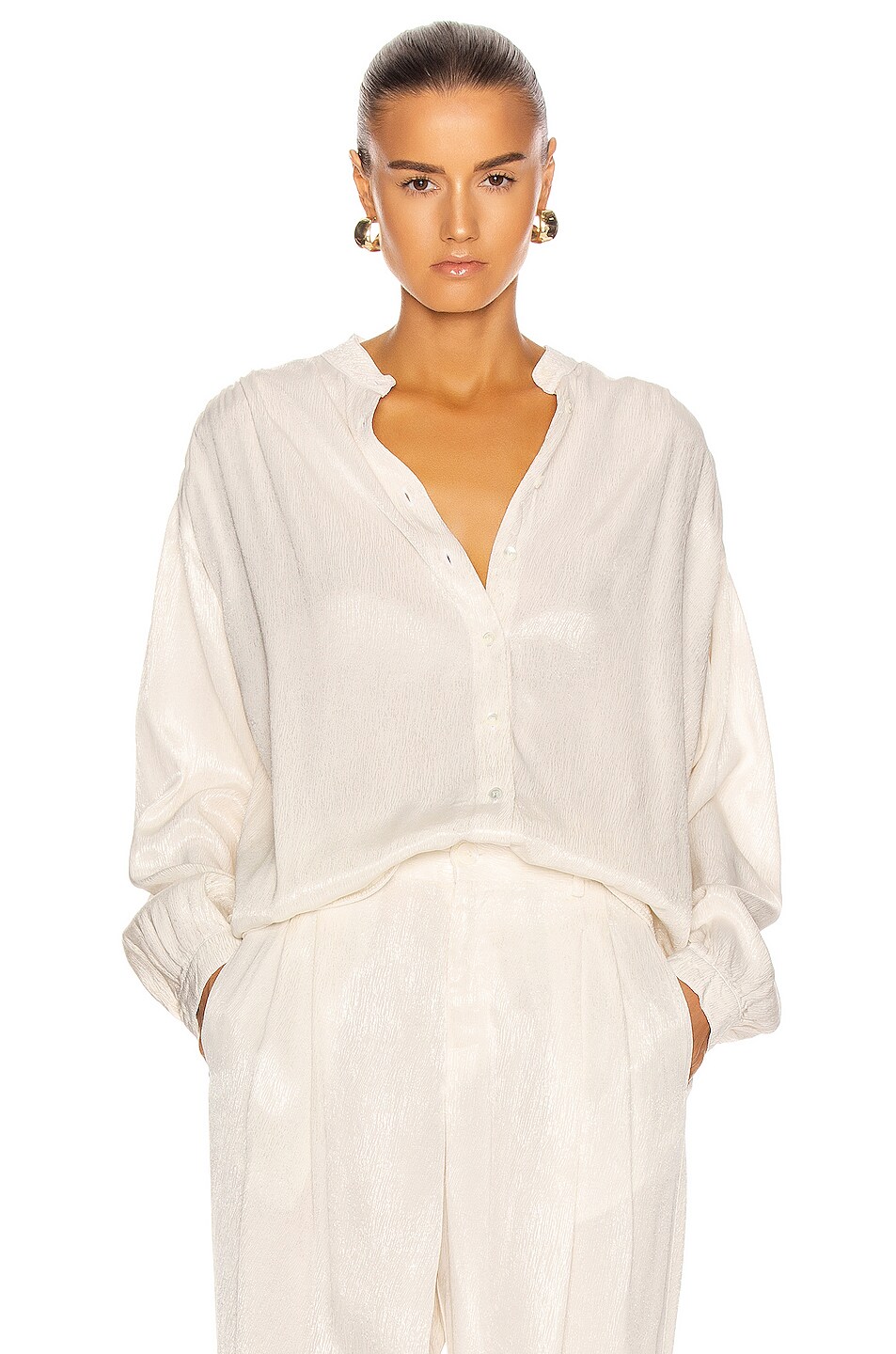 Image 1 of Raquel Allegra Shirred Blouse in Dirty White