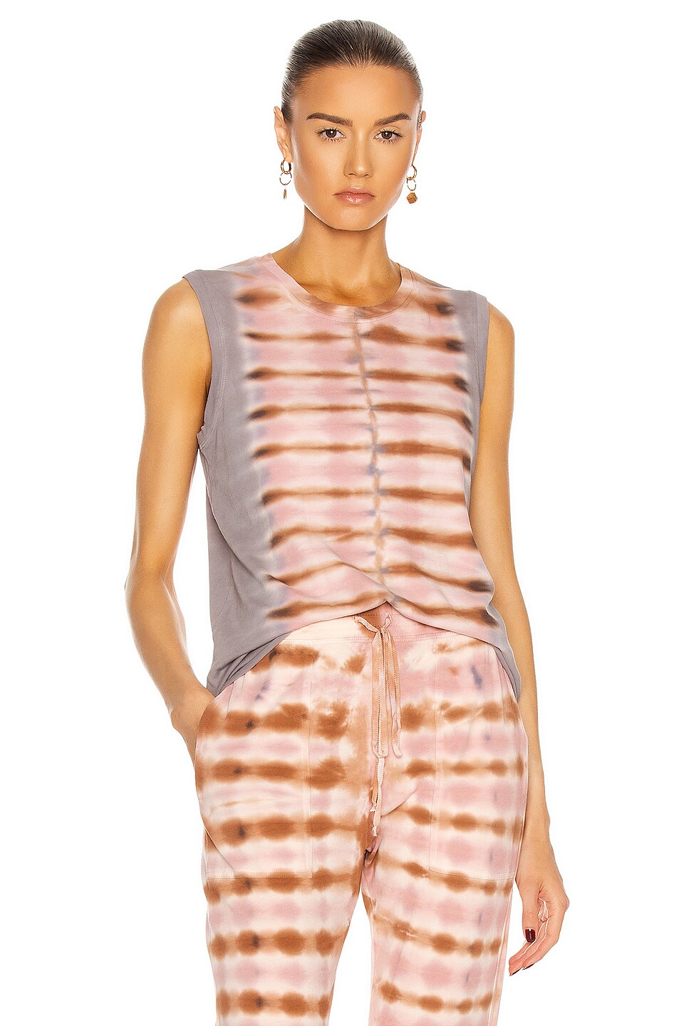 Image 1 of Raquel Allegra Fitted Muscle Tie Dye Tank in Tiger