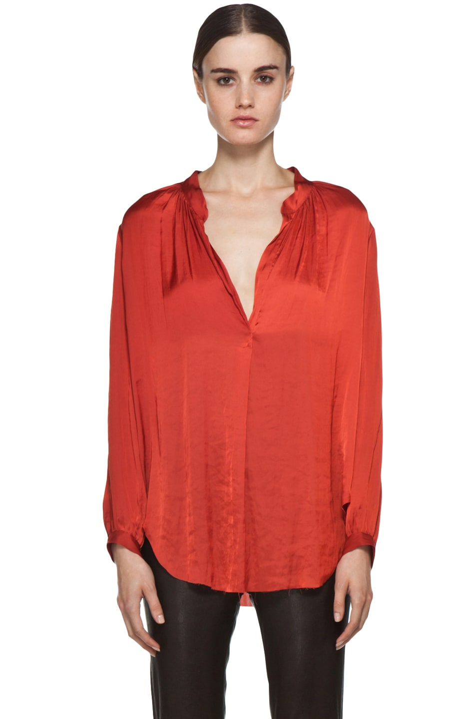 Raquel Allegra Liquid Satin Blouse in Red | FWRD