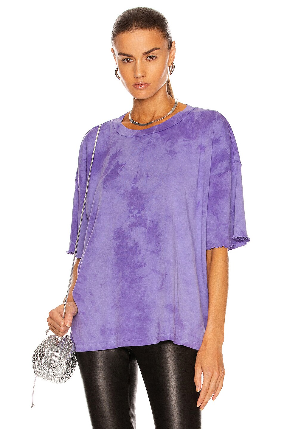 Image 1 of Raquel Allegra Oversized Short Sleeve Tee in Purple Cloud