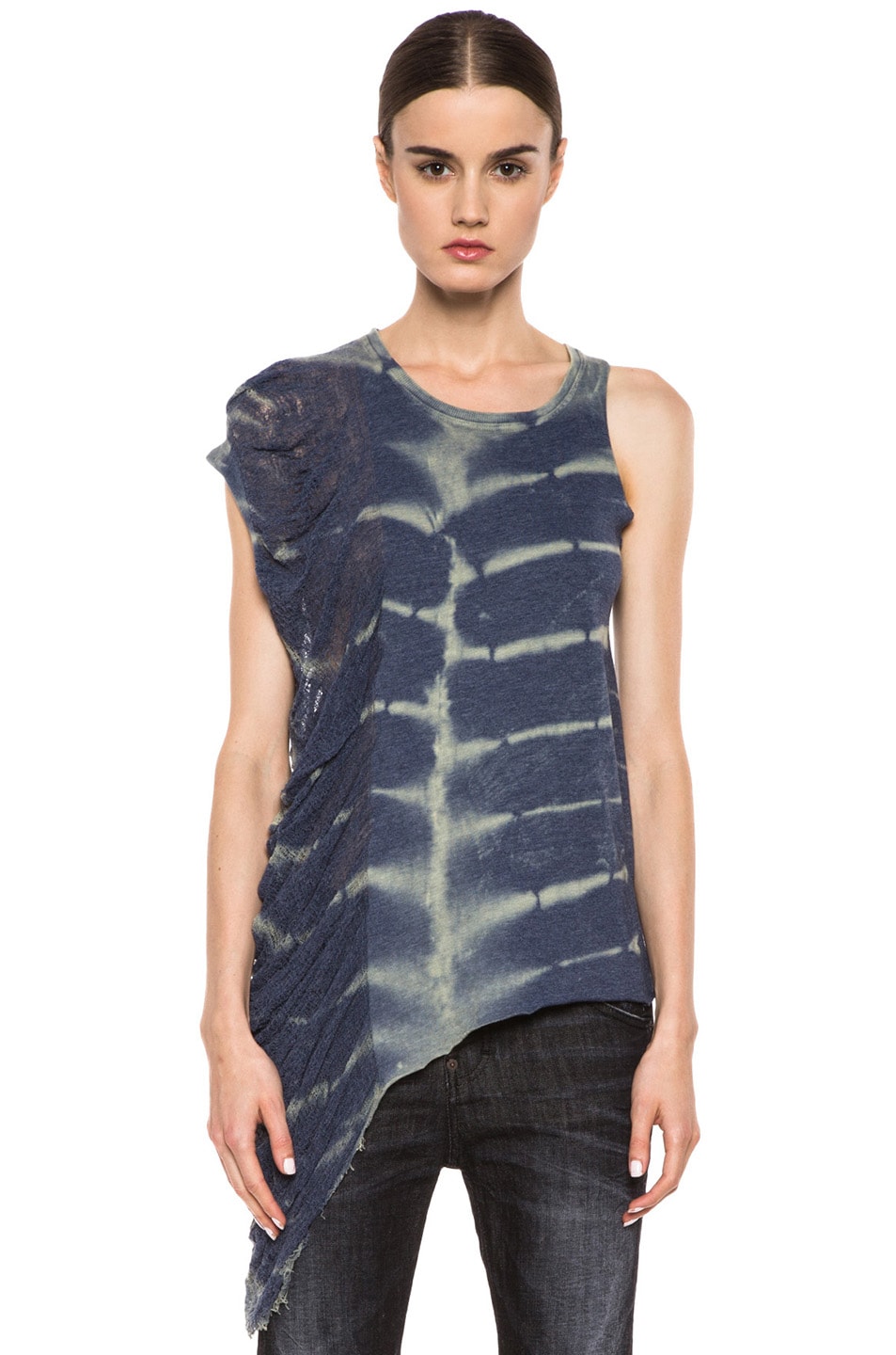 Image 1 of Raquel Allegra Deconstructed Jersey One Wing Tank in X-Ray Blue