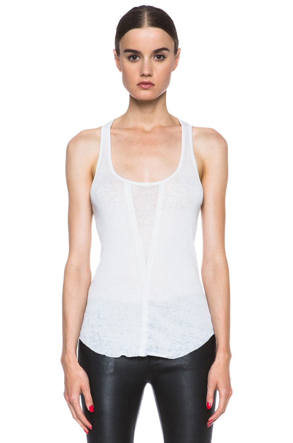Image 1 of Raquel Allegra Burnout Jersey Rib Tank in Dirty White