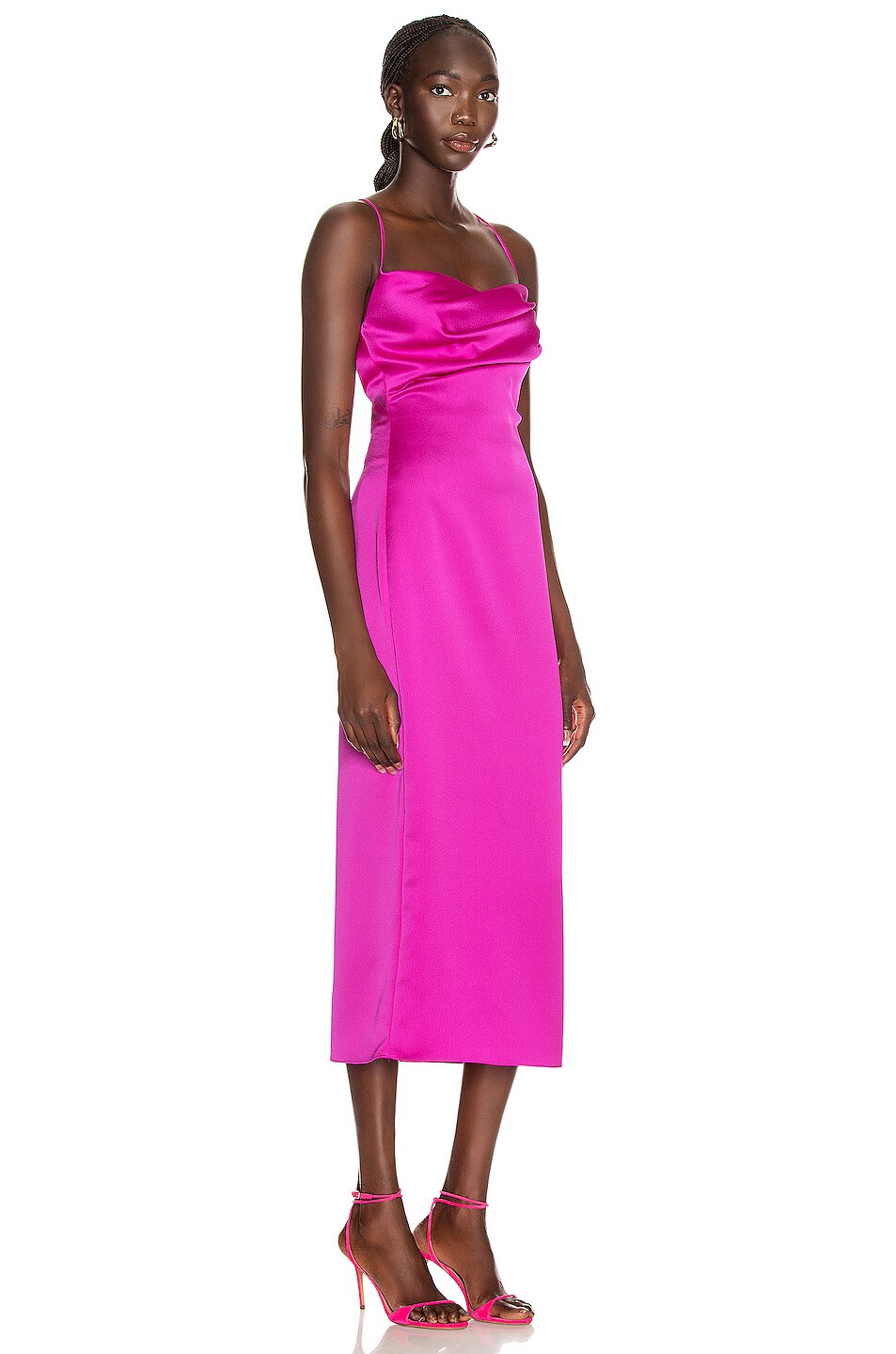 RASARIO Midi Slip Dress in Pink | FWRD