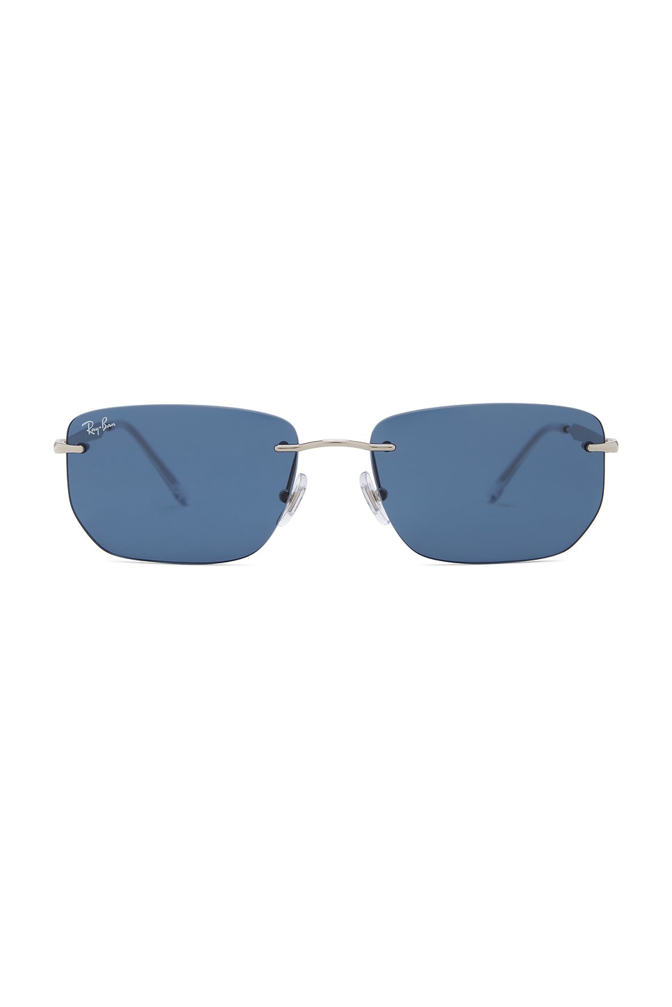 Ray Ban Rectangular Rimless Sunglasses In Blue