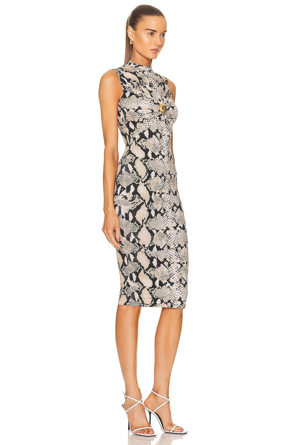 Roberto Cavalli Python Midi Dress in Naturale | FWRD