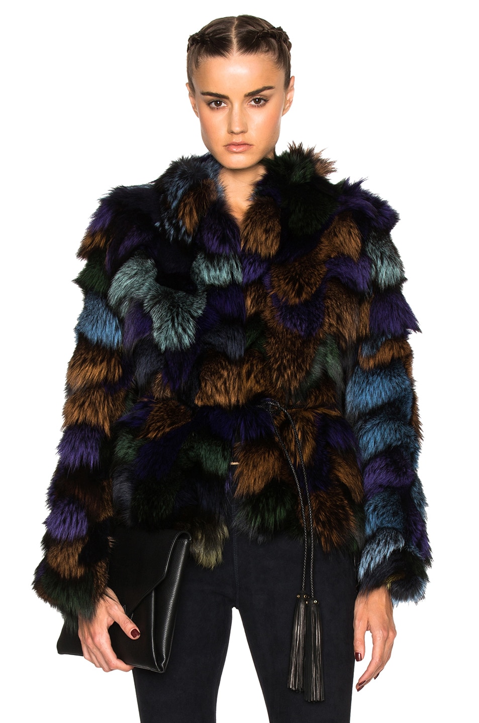 Image 1 of Roberto Cavalli Patchwork Fox Fur Jacket in Multi