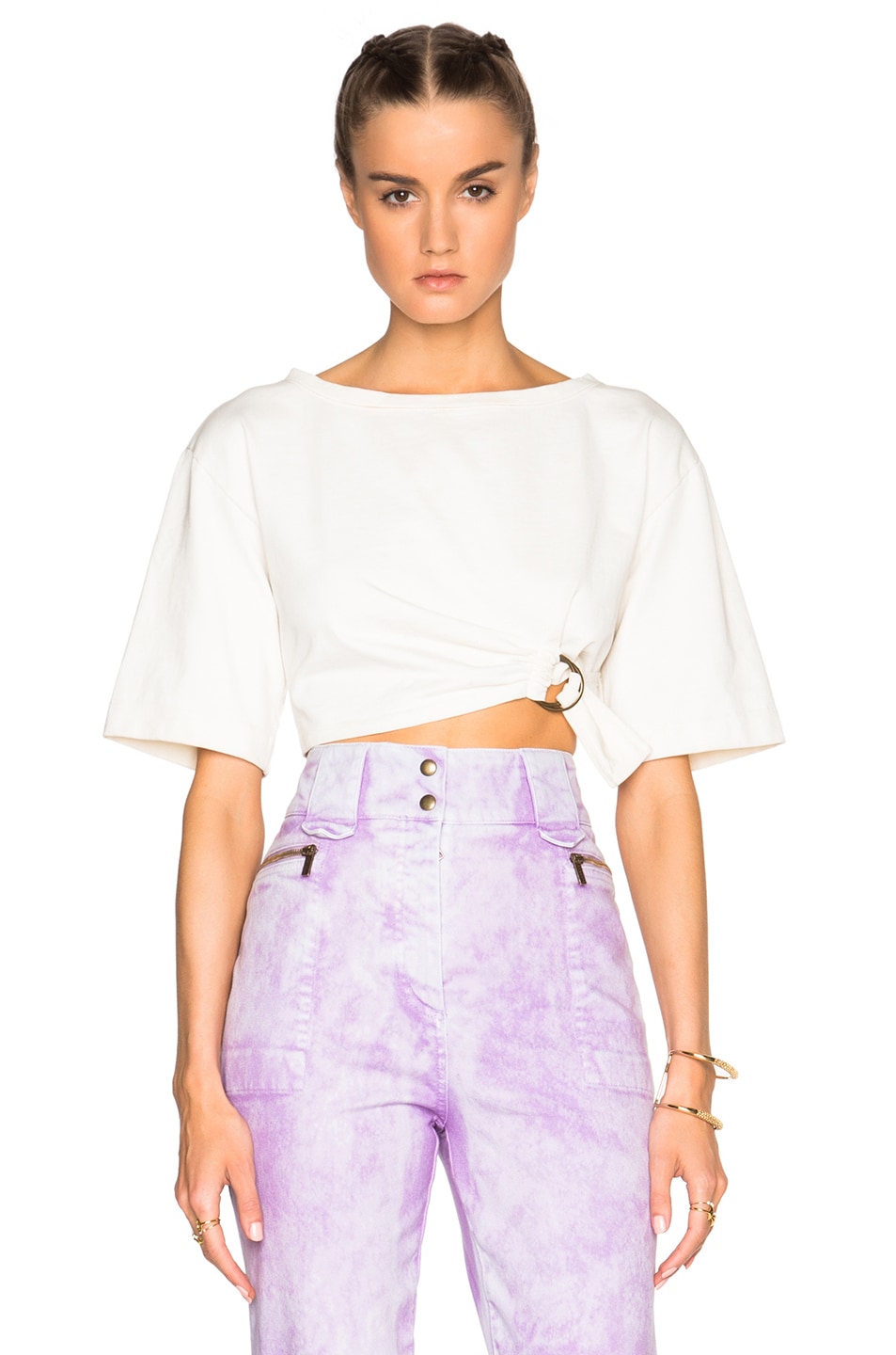 Image 1 of Roberto Cavalli Cropped Tee in Panna