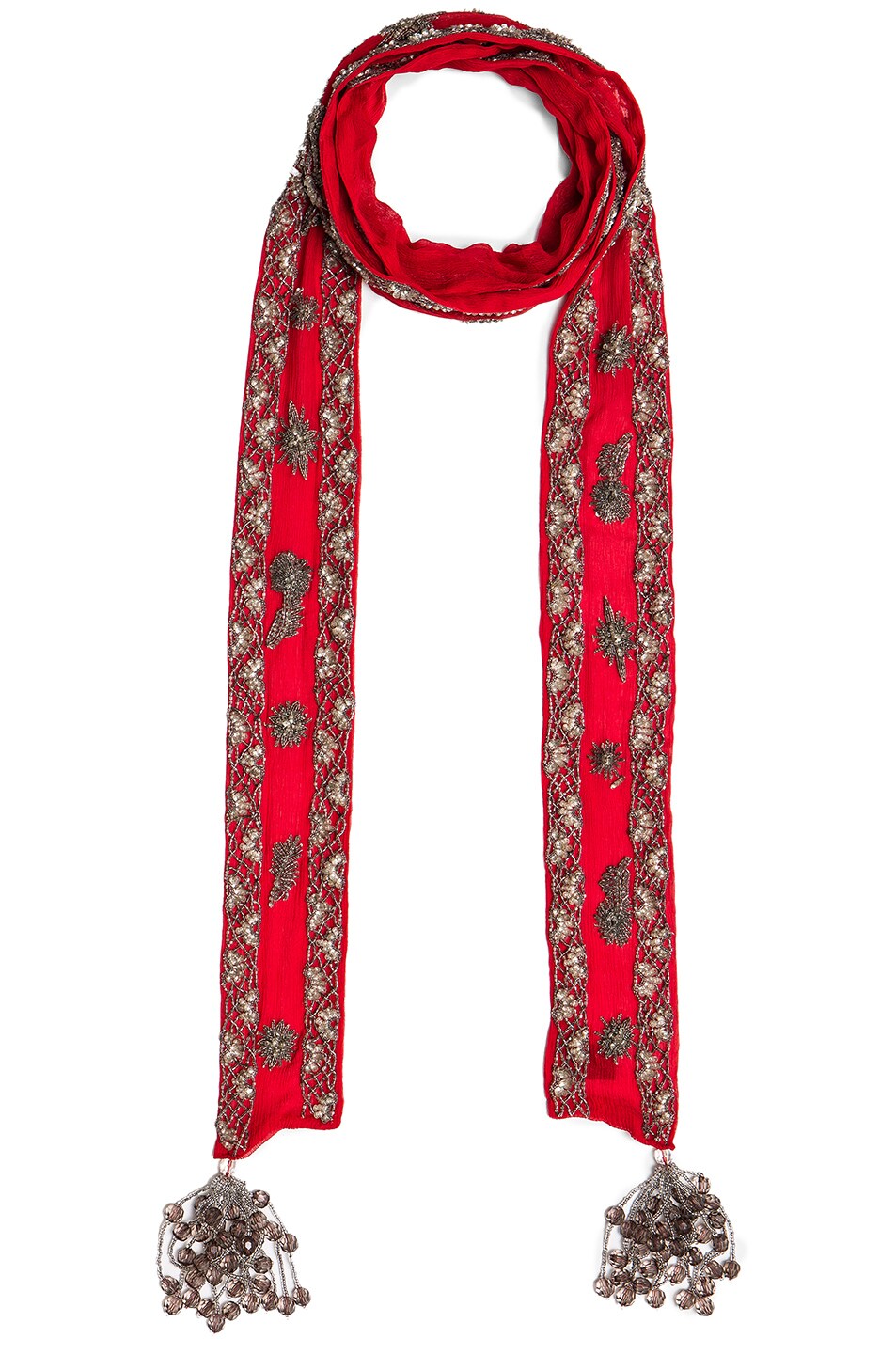 Image 1 of Roberto Cavalli Embroidered Scarf in Red