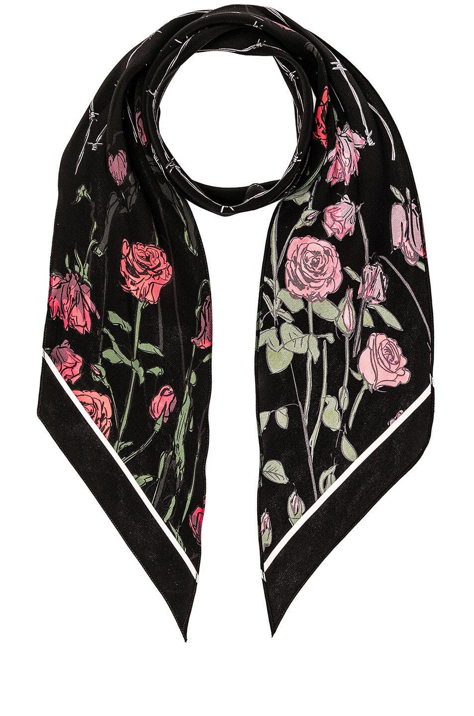 Image 1 of Rockins Roses Classic Skinny Scarf in Black