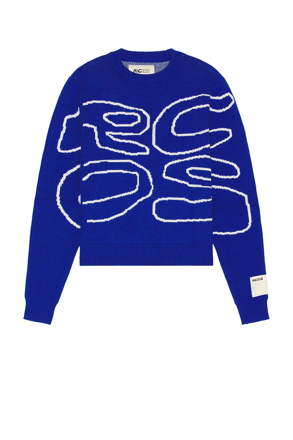 Image 1 of RC Outdoor Supply Stack Logo Heavy Intarsia Knit Sweater in Blue