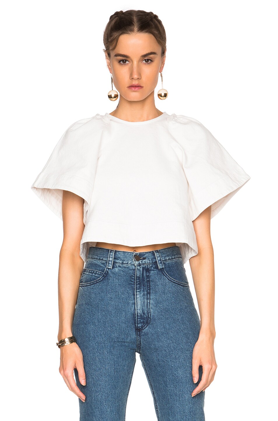 Image 1 of Rachel Comey Cropped Ravine Top in Dirty White Wash