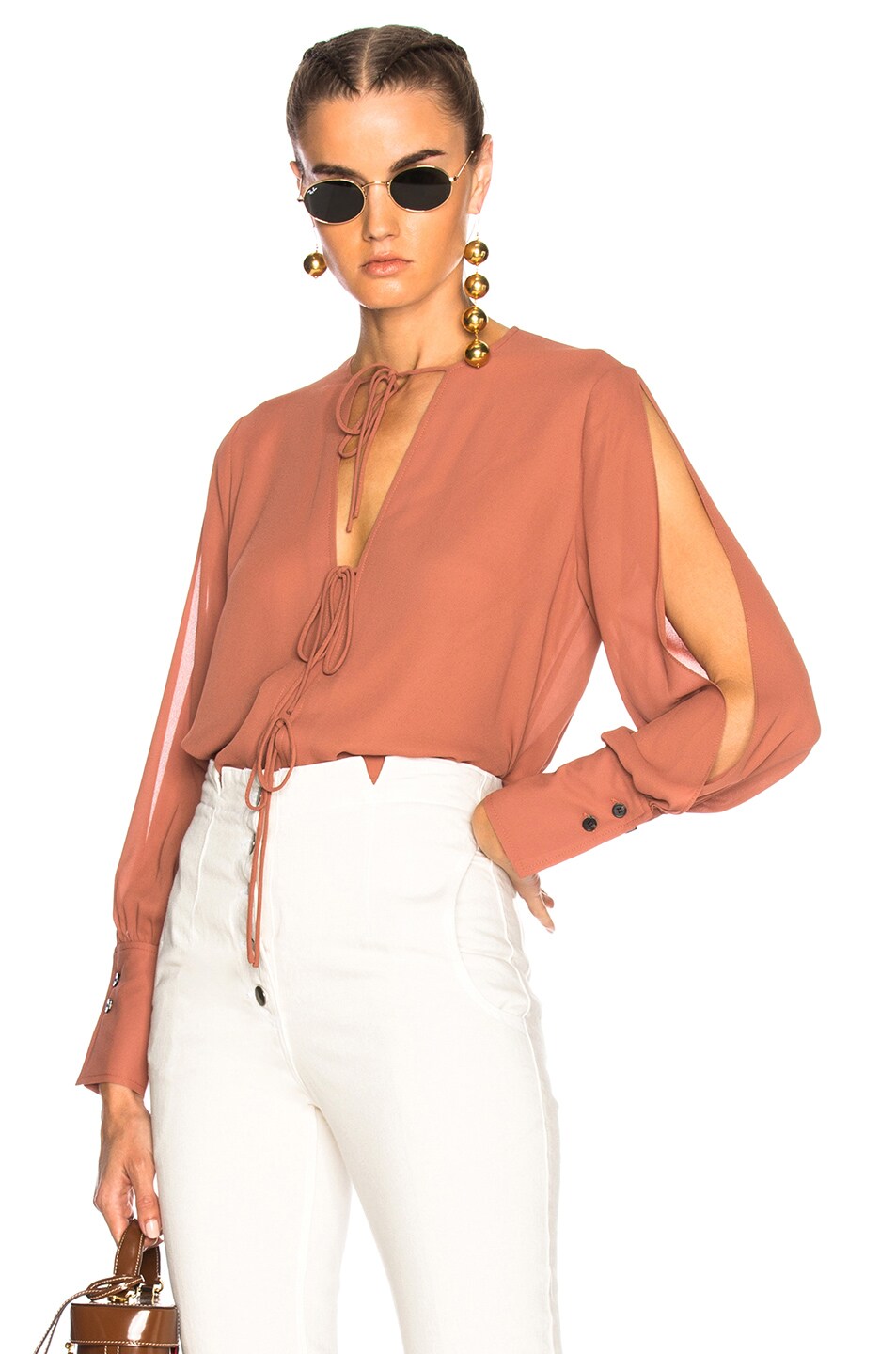 Image 1 of Rachel Comey Meryl Blouse in Clay