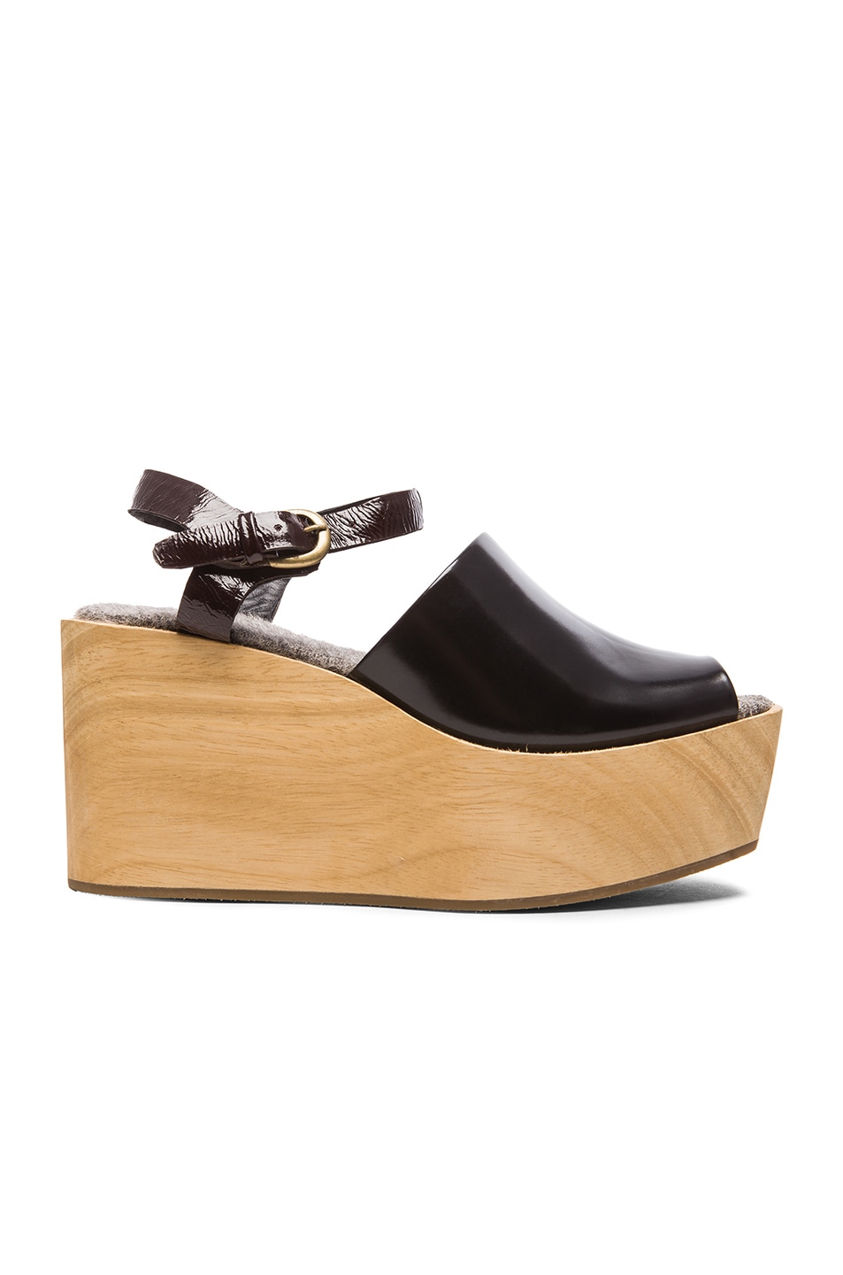 Image 1 of Rachel Comey Bowes Leather Wedges in Black Satinado