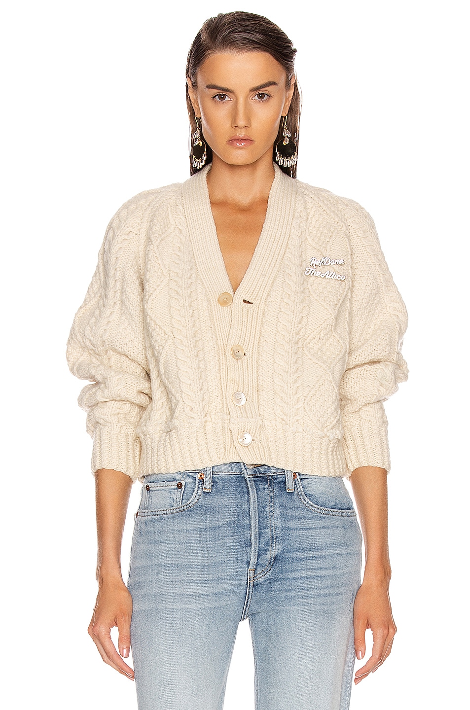Image 1 of RE/DONE x Attico Cropped Cardigan in Ivory