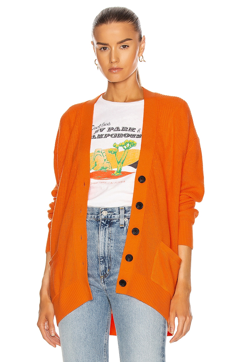 Image 1 of RE/DONE 90's Oversized Cardigan in Tangerine