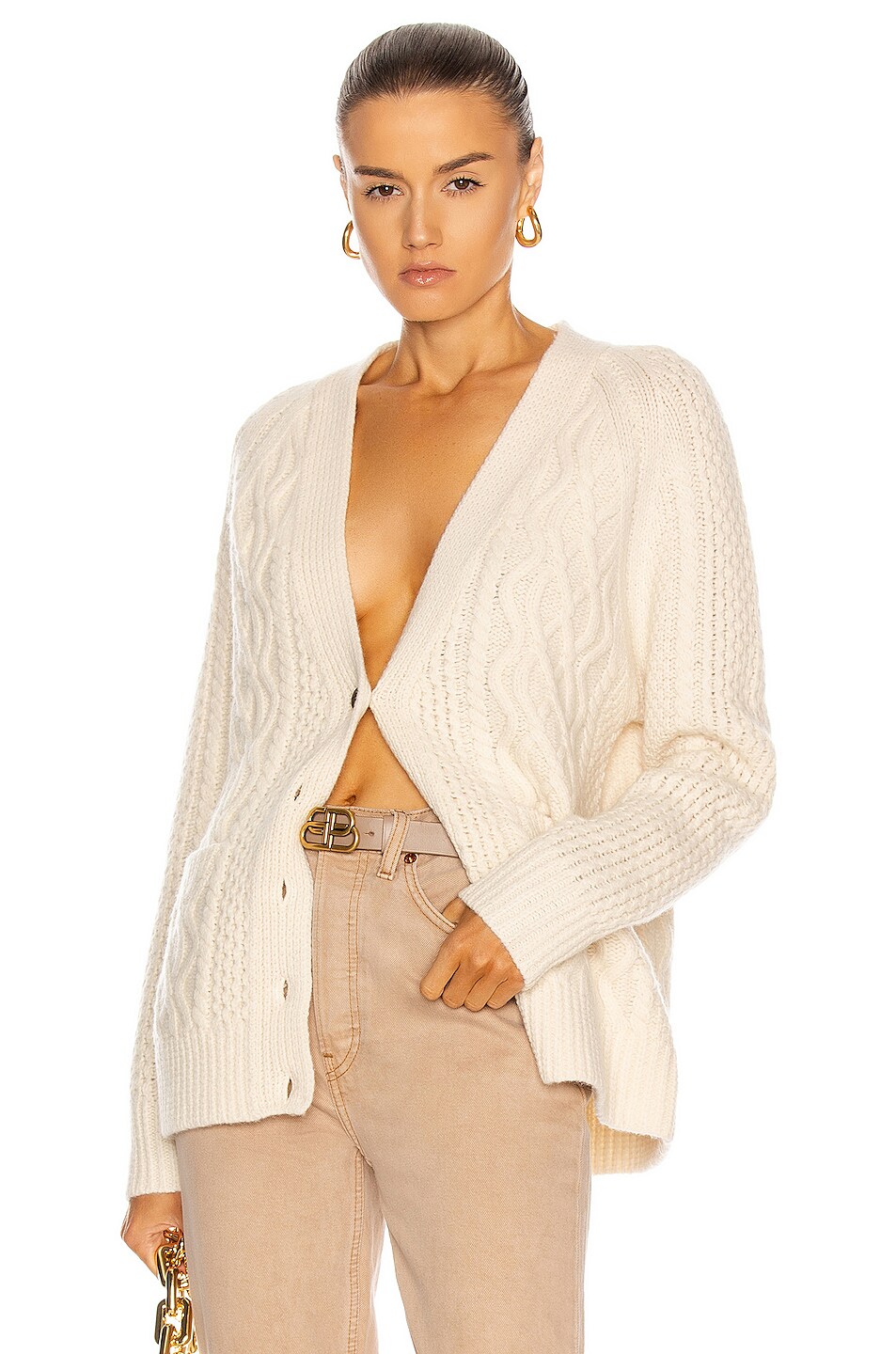 Image 1 of RE/DONE 50's Fisherman Cardigan in Ivory