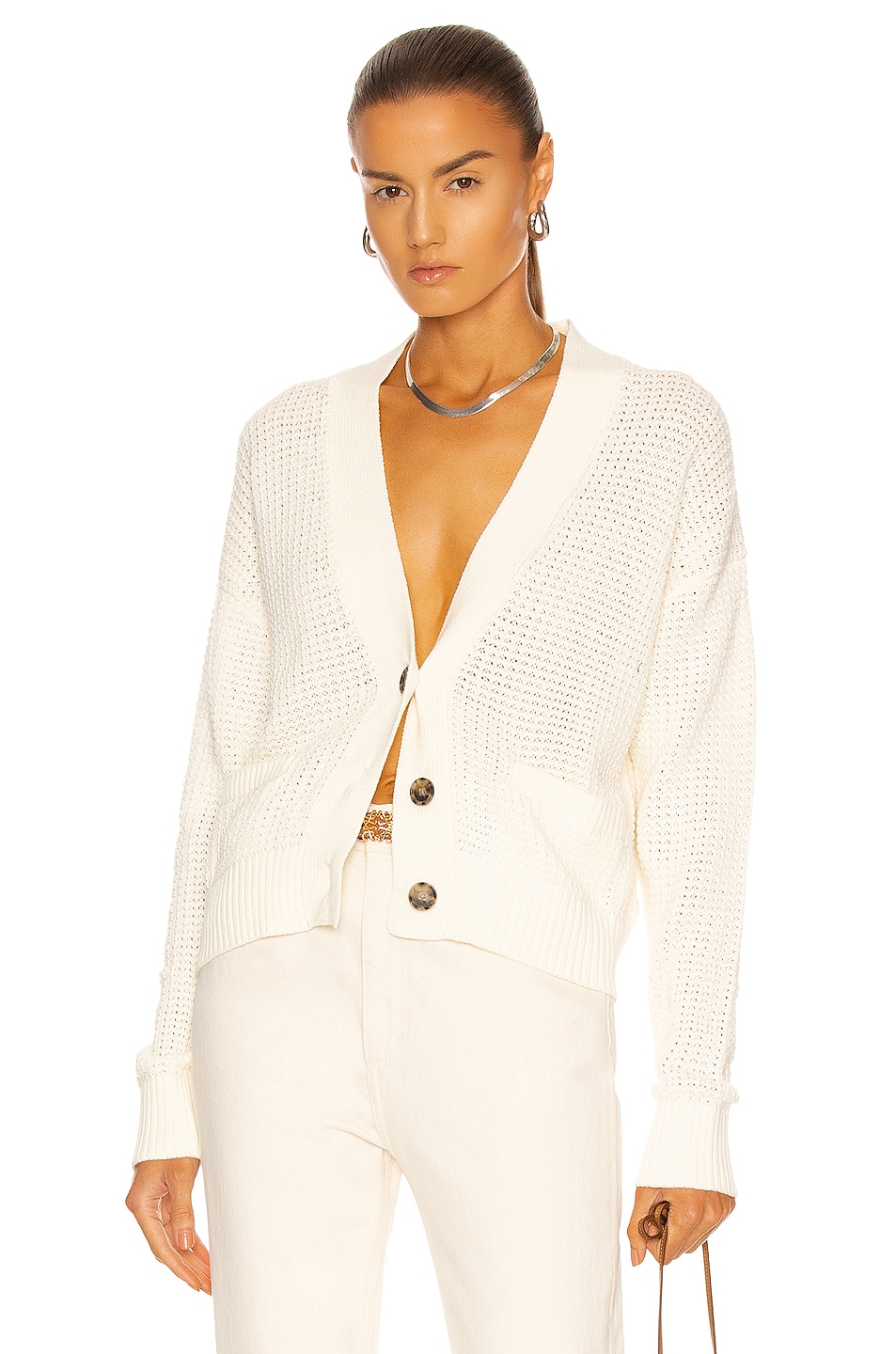Image 1 of RE/DONE 90's Oversized Cropped Cardigan in Ivory