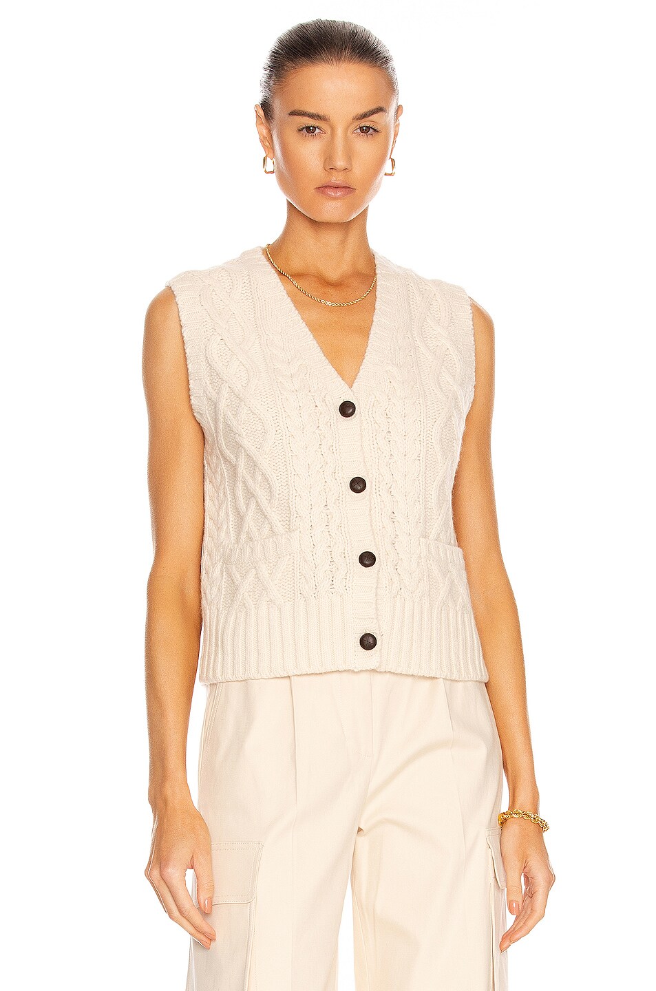 Image 1 of RE/DONE 50's Cardigan Vest in Ivory