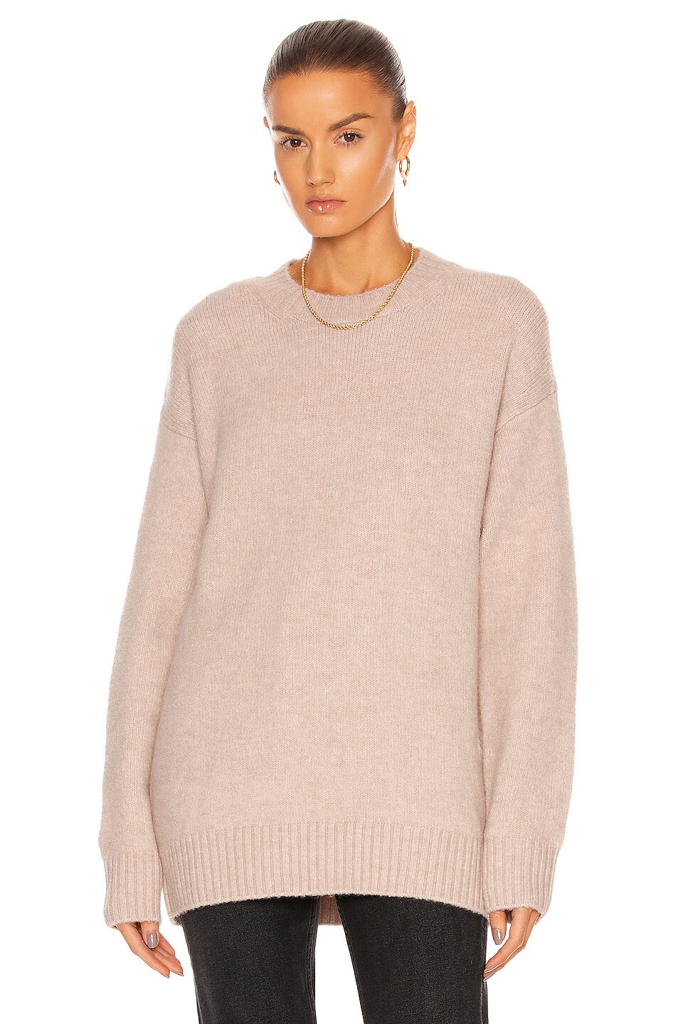 Image 1 of RE/DONE 90's Oversized Crewneck Sweater in Oatmeal