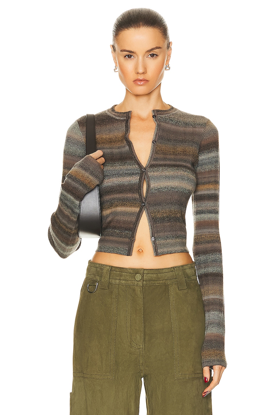 Image 1 of RE/DONE Button Front Cardigan in Grey Space Dye