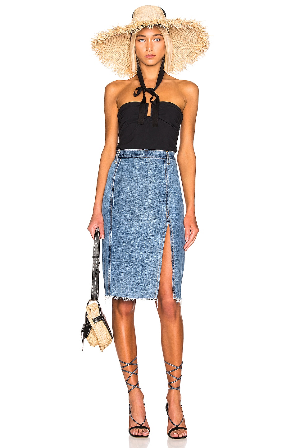 RE/DONE Levis Long Skirt in Indigo FWRD