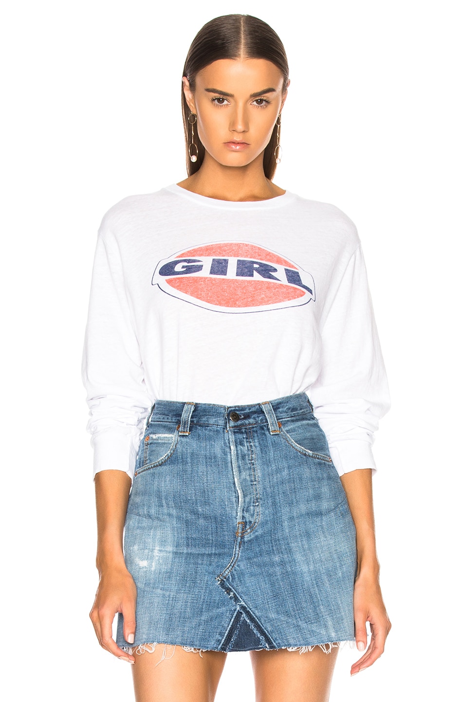 Image 1 of RE/DONE ORIGINALS Girl Graphic Tee in Optic White