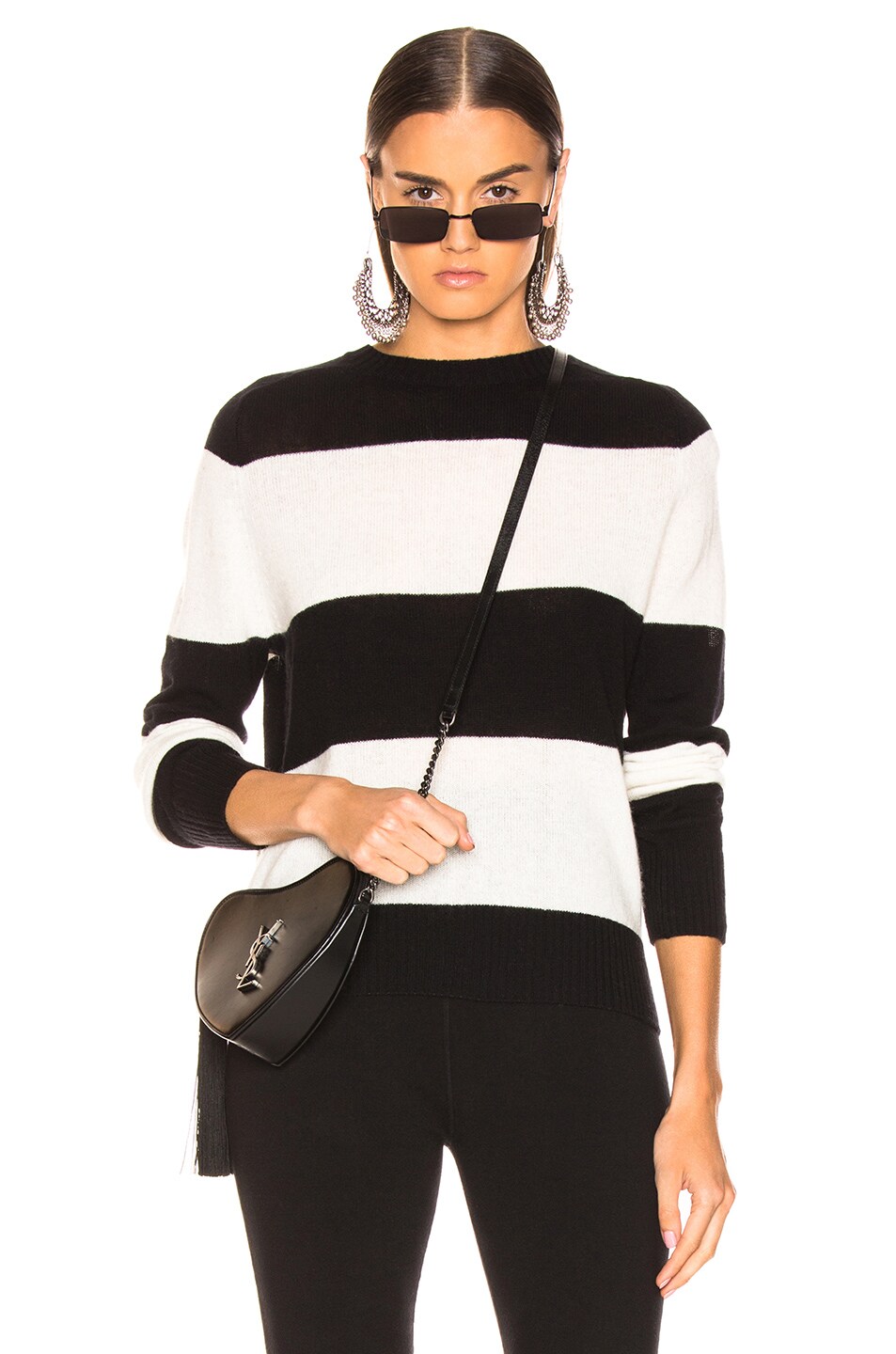 Image 1 of RE/DONE Stripe Crew Neck in Black & Ivory