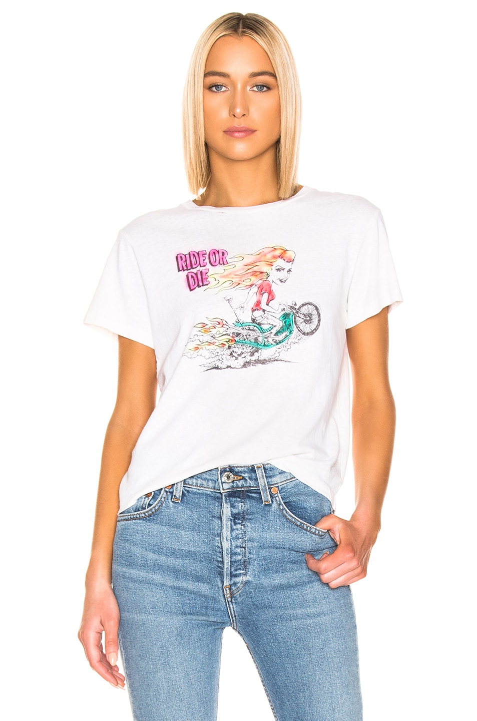 Image 1 of RE/DONE Classic Ride or Die Tee in Vintage White