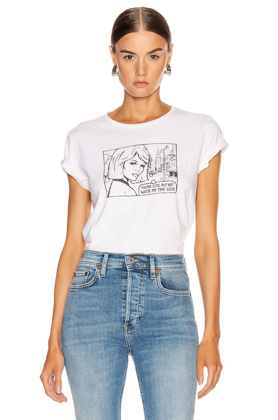 Image 1 of RE/DONE Classic Tee You're Cute in Vintage White